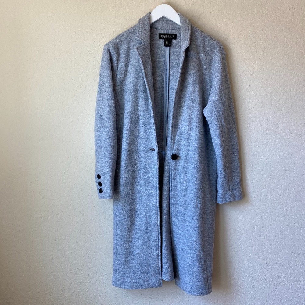Rachel Zoe Grey Wool Blend Duster Coat
